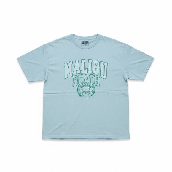 Malibu Other - Malibu Beach Light Blue Graphic T – Vintage Style Surf Tee, Short Sleeve, 10-12